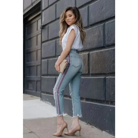 Abercrombie & Fitch Annie High Rise Girlfriend Jeans Light Wash Size 25 - Picture 3 of 7